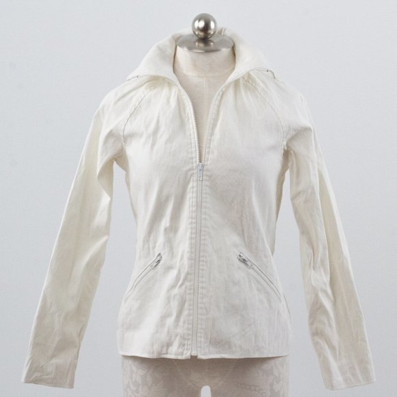Vintage 90s S 100% Cotton Crisp Heavy Jacket White - Picture 10 of 14